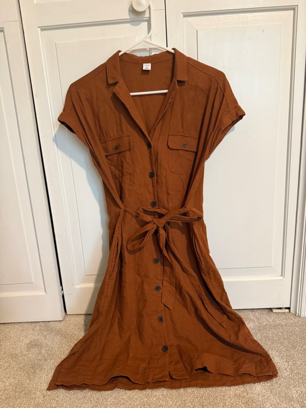 Old Navy Rust Brown Button-Front Shirt Dress